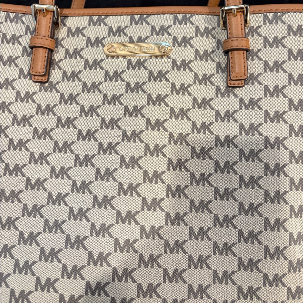 Michael Kors Tan and Brown Logo Tote - Picture 4 of 7